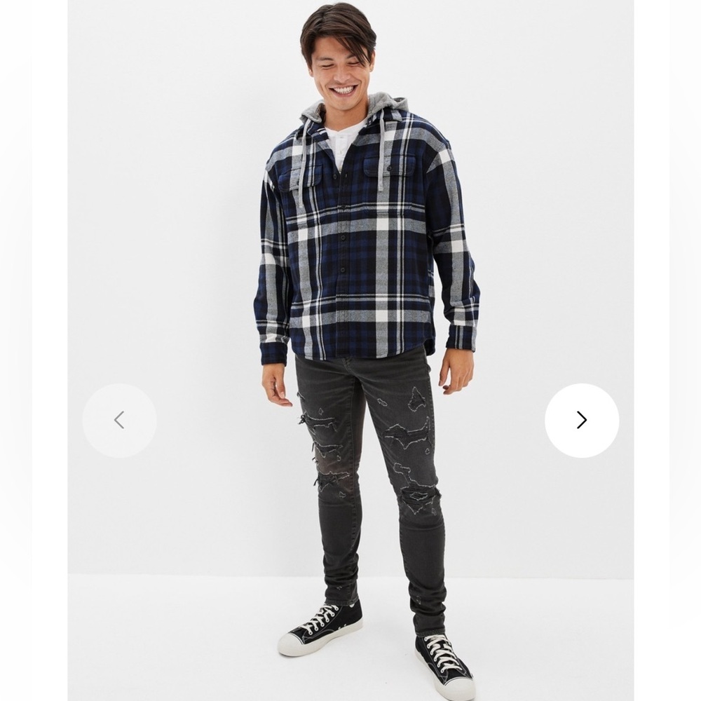 American Eagle Outfitters Hoodie Button-Up Shirt Men's Size XS Multicolor Plaid